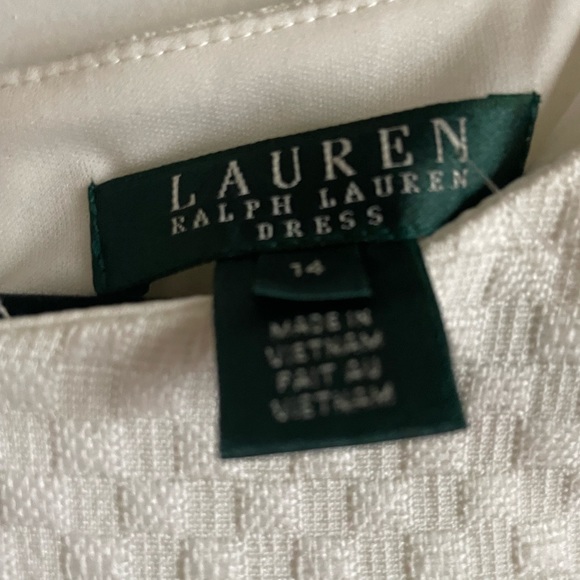 Ralph Lauren Cream colored cap sleeve dress size 14 - Picture 4 of 5